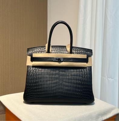 wholesale quality hermes birkin 30 matte niloticus crocodile so black